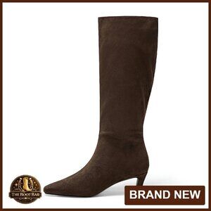 Knee High Boots Square Toe Kitten Heel Side Zipper Dressy Fall Shoes